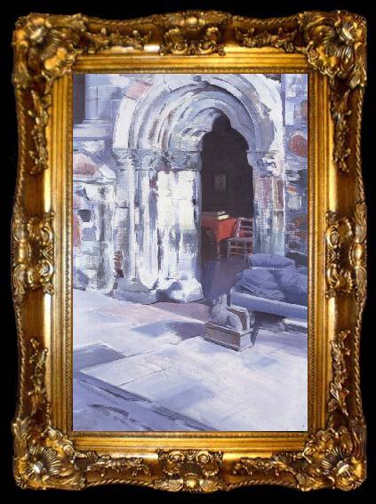 framed  Francis Campbell Boileau Cadell Interior of Iona Abbey, ta009-2